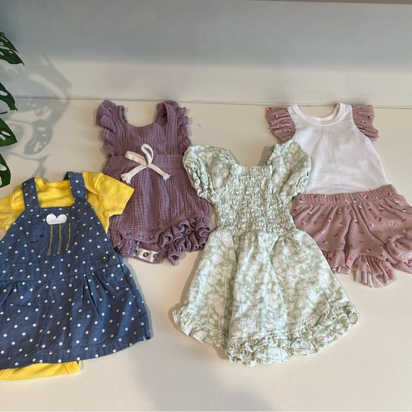Carter's Other - Baby Girl Outfit Bundle 3M | 4 Spring Sets Dresses Romper Shorts